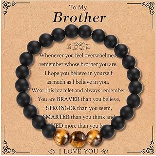 KORAS Gifts for Him Dad Grandad Son Brother, Mens Bracelet Black Beads Bracelet Gifts for Husband Boyfriend, Best Bracelet Presents for Fathers Day Valentines Day Birthday Christmas Graduation