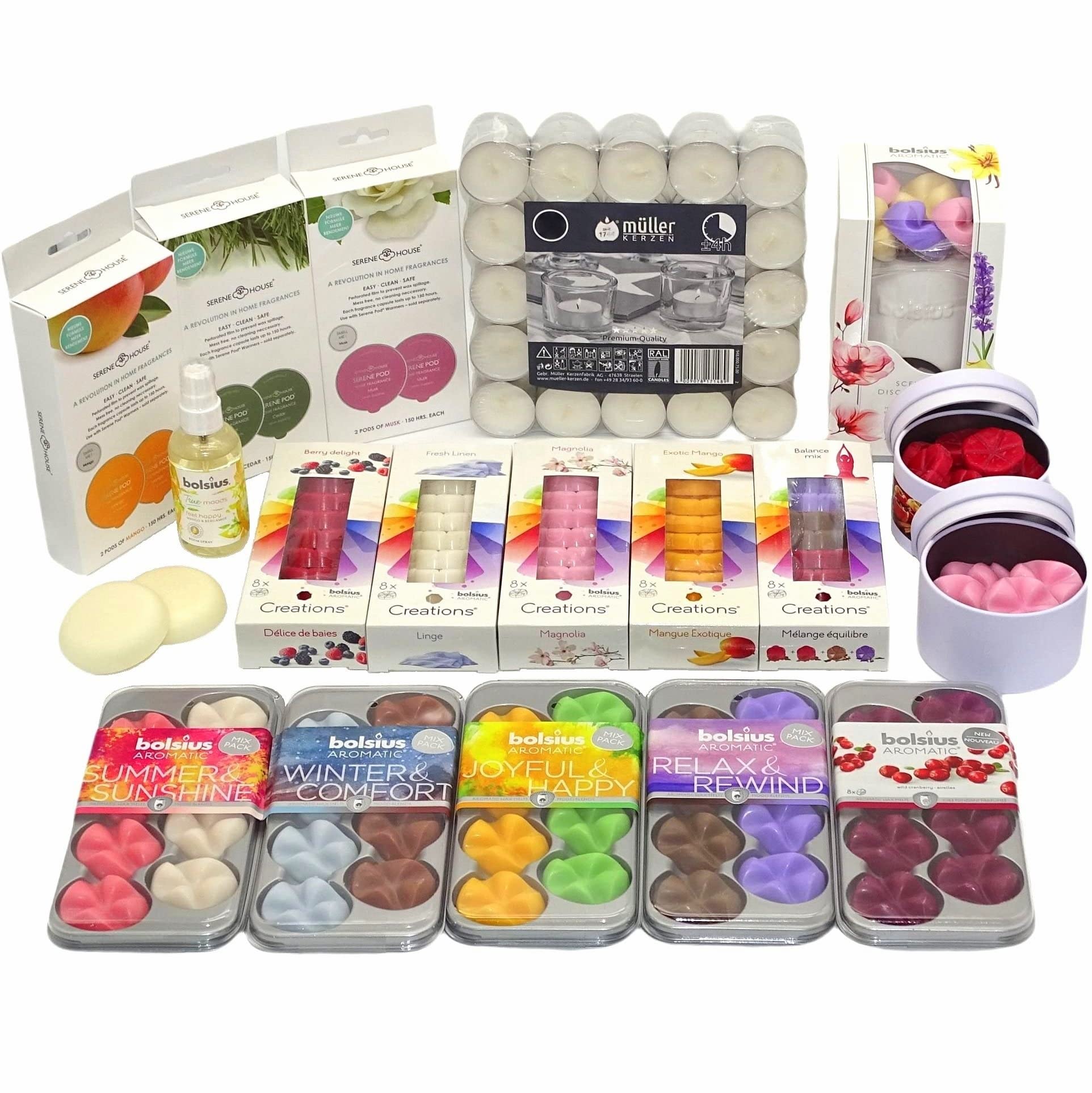 240-teilig Überraschung Duftset: 139 Duftwachs Melts + 100 Teelichter + Duftlampe, Aromatik Geschenkset Mix Paket verschiedene Düfte