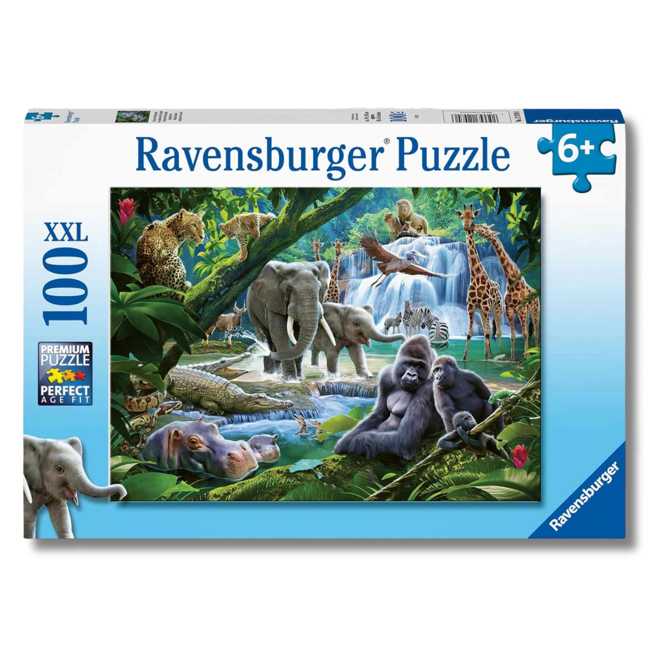 Ravensburger - Puzzles XXL Animali Della Giungla | Puzzle 6 Anni In Su | Puzzle 100 Pezzi Per Bambini Da 6 Anni In Su | Puzzle Bambini 36 X 49 Cm | Puzzles stitch bambina