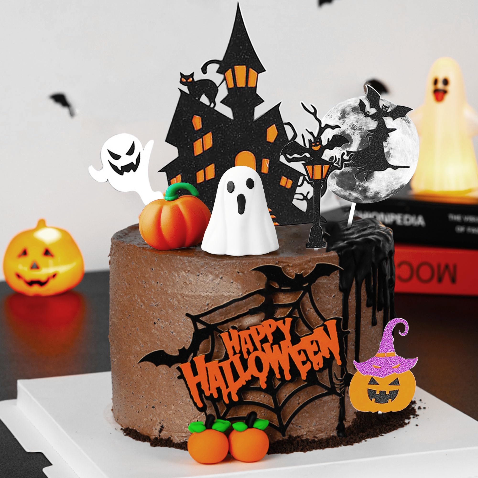 Roaring Good Time Halloween Cake Decoration Withch Ghost Haunted House Cake Topper Witch Cake Topper Pumpkin Cake Decoration Halloween Party Supplies - Image 4