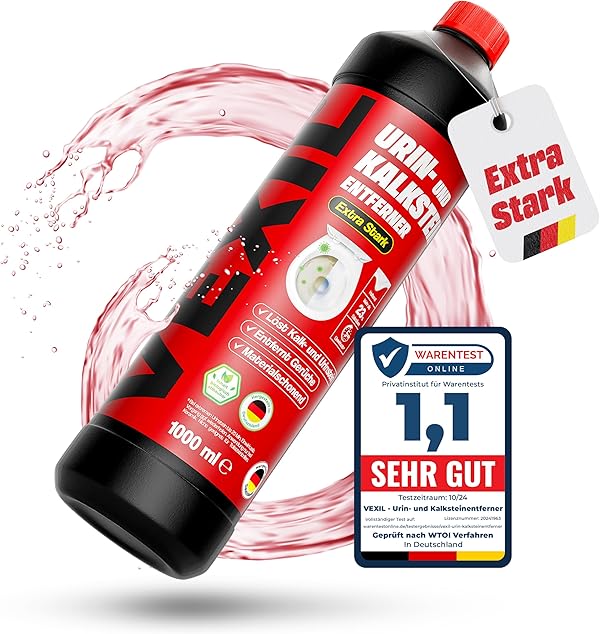 VEXIL® Urinsteinentferner EXTRA STARK - 1000 ml - entfernt mühelos hartnäckigen Urin- & Kalkstein - Profi WC-Reiniger - biologisch abbaubar - Urinsteinlöser Made in Germany