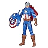 Avengers Marvel Titan Hero Series Blast Gear Captain America, 12-Inch Toy, with Launcher, 2 Accessories and Projectile, Ages 4 and Up , Blue