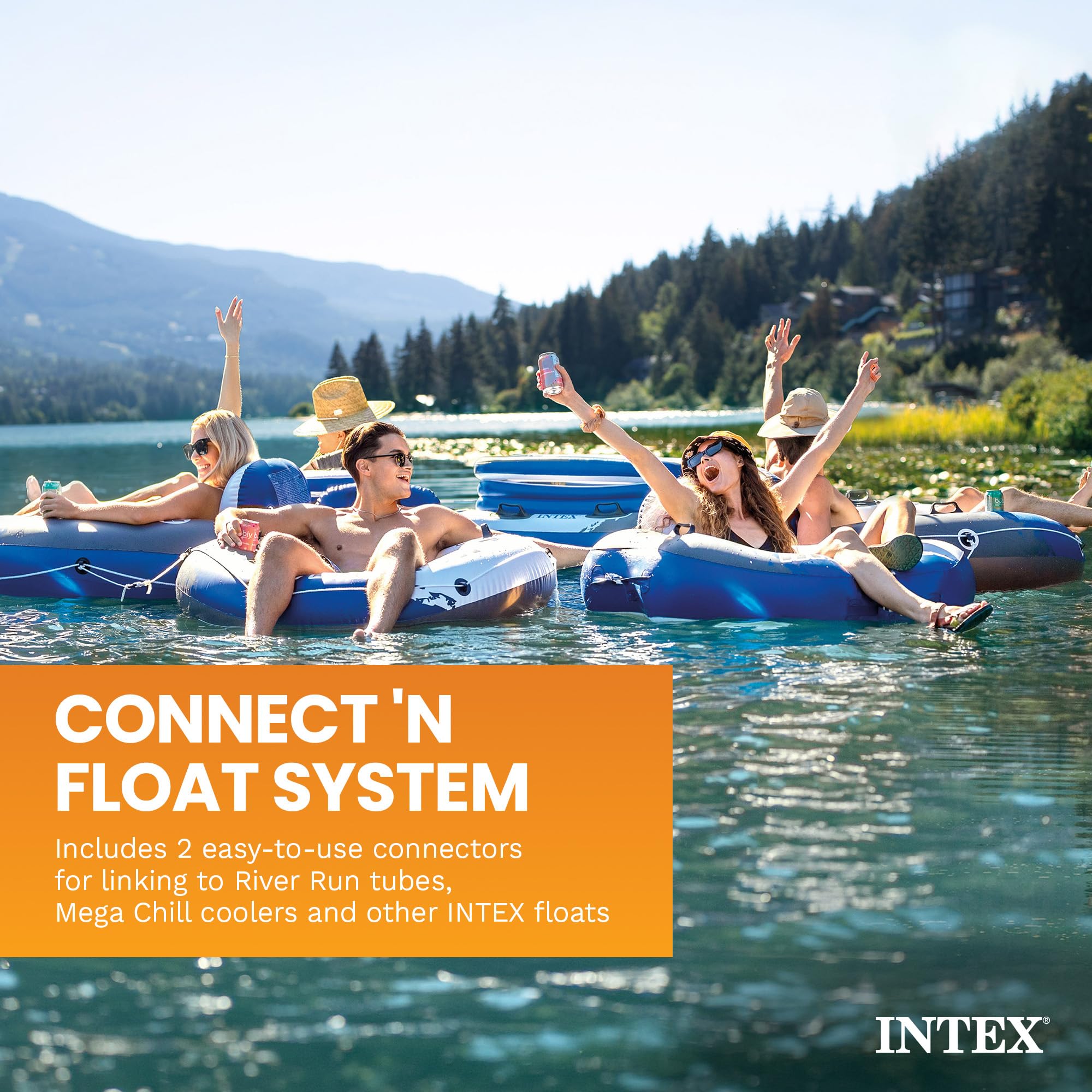 Intex River Run II - Galleggiante gonfiabile per piscina per 2 persone, con dispositivo di raffreddamento e kit di riparazione