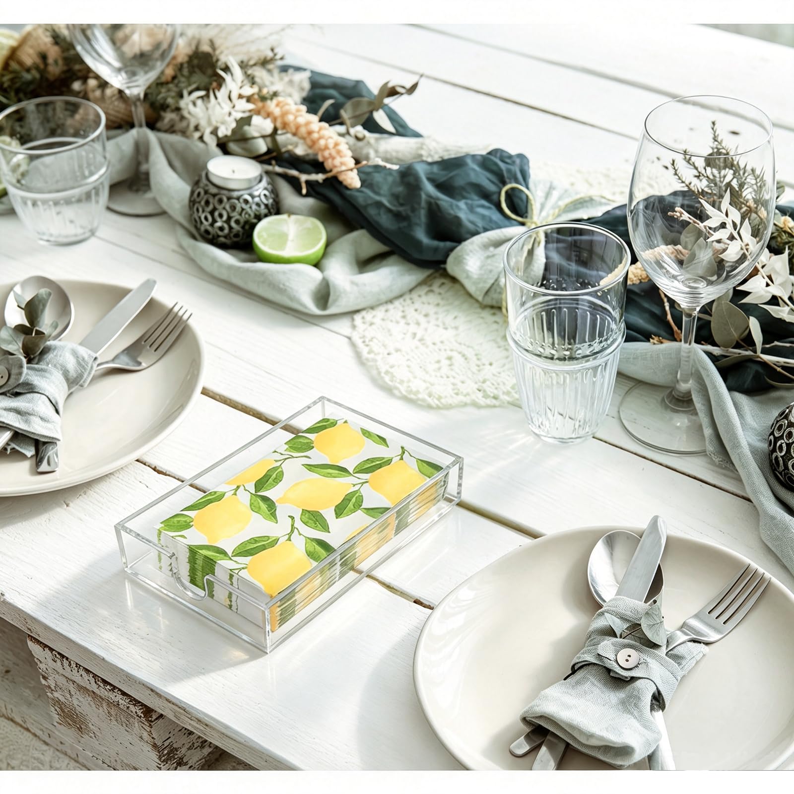 Servilletero, servilletero acrílico para mesa, soporte transparente para toallas de mano para baño, bandeja de servilletas de 9 x 5 x 1.8 pulgadas para cocina, cena, hotel, bandeja acrílica para