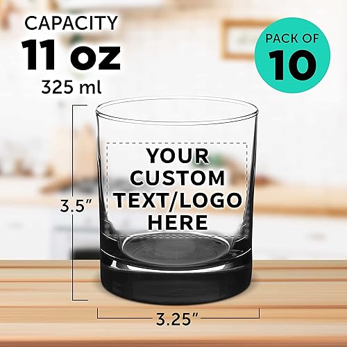 Miniatura 5 de Libbey - Vasos de whisky personalizados de 10 onzas, juego de 10 unidades, paquete personalizado a granel, base pesada, vaso antiguo de moda,