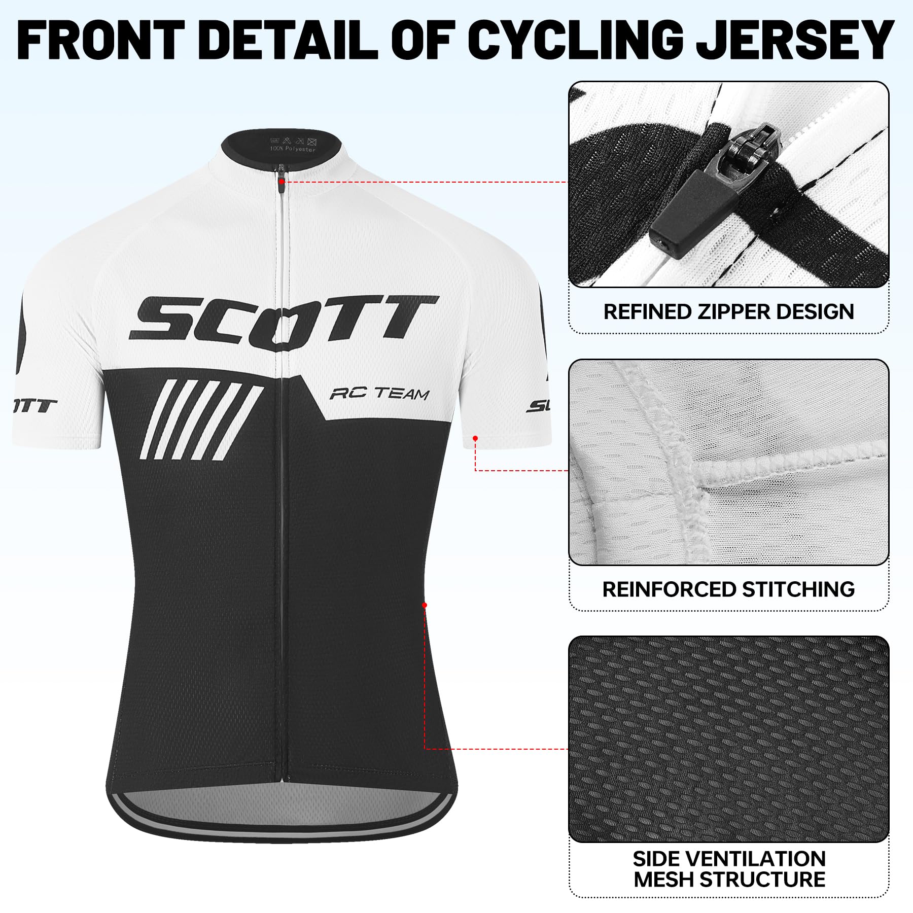 Rennrad Trikot Kurzarm Herren Set, Fahrradbekleidung Herren mit 5D-Gelpolster, Fahrradtrikot mit 5 Taschen Sommer