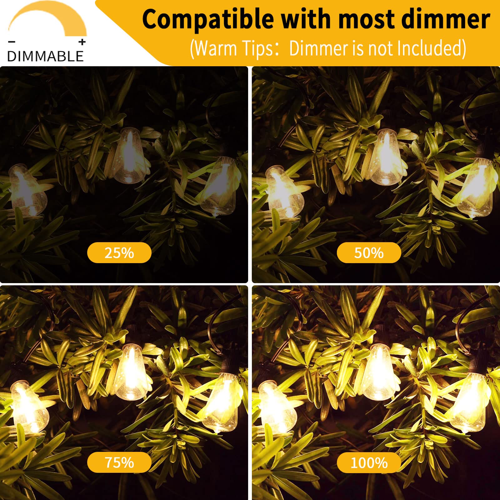 Yuucio Catena Luminosa Esterno LED, 18M Luci da Esterno Giardino, ST38 30+1 Plastica Lampadine, Impermeabile Lucine da Esterno Catene Luminose Esterni per Terrazzo Patio Interno-Bianco Caldo 2700K