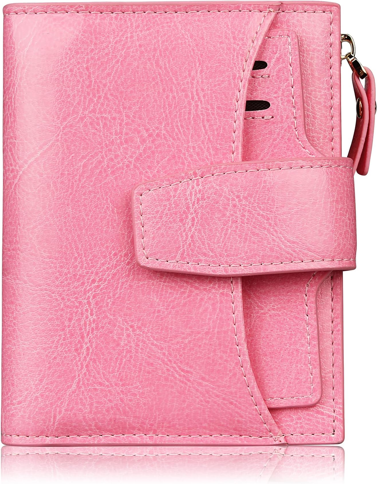 Small Wallet for Women Genuine Leather Bifold Compact RFID Blocking Small Womens Wallet with ID Window