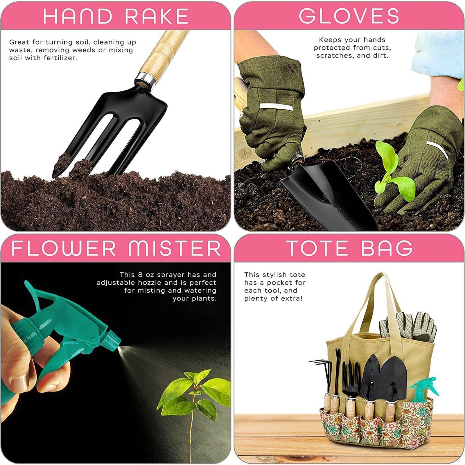 Juego de Herramientas para Jardín Suministros de Plantación al Aire Libre | Herramientas De Mano Para Plantar Para Jardineros, Padres, Abuelos, Hombres, Mujeres, Familia y Amigos
