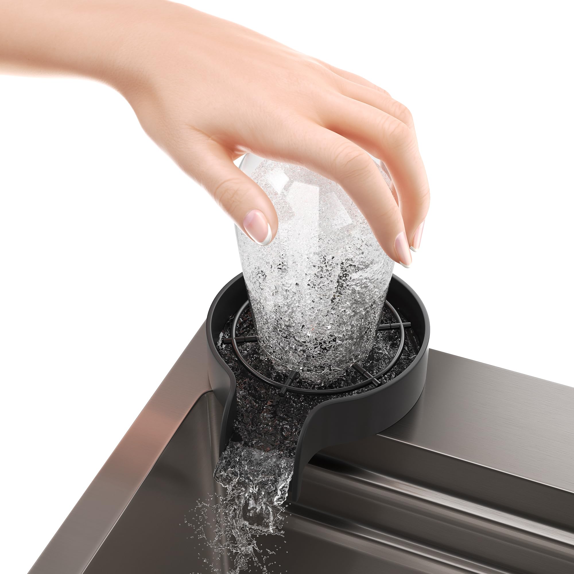 SIRHONA Évier de Cuisine avec Cascade, Évier Multifonction 1 Bac en Inox 75x45 cm, Robinet Rétractable, Avec Affichage de la Température, Noir