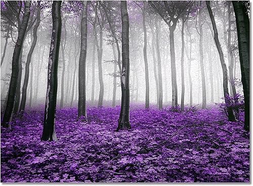 Miniatura 3 de Alfombra rectangular de bosque misterioso, hojas caídas, color morado, alfombra de 2.7 x 5 pies, alfombra lavable, antideslizante, absorbente,