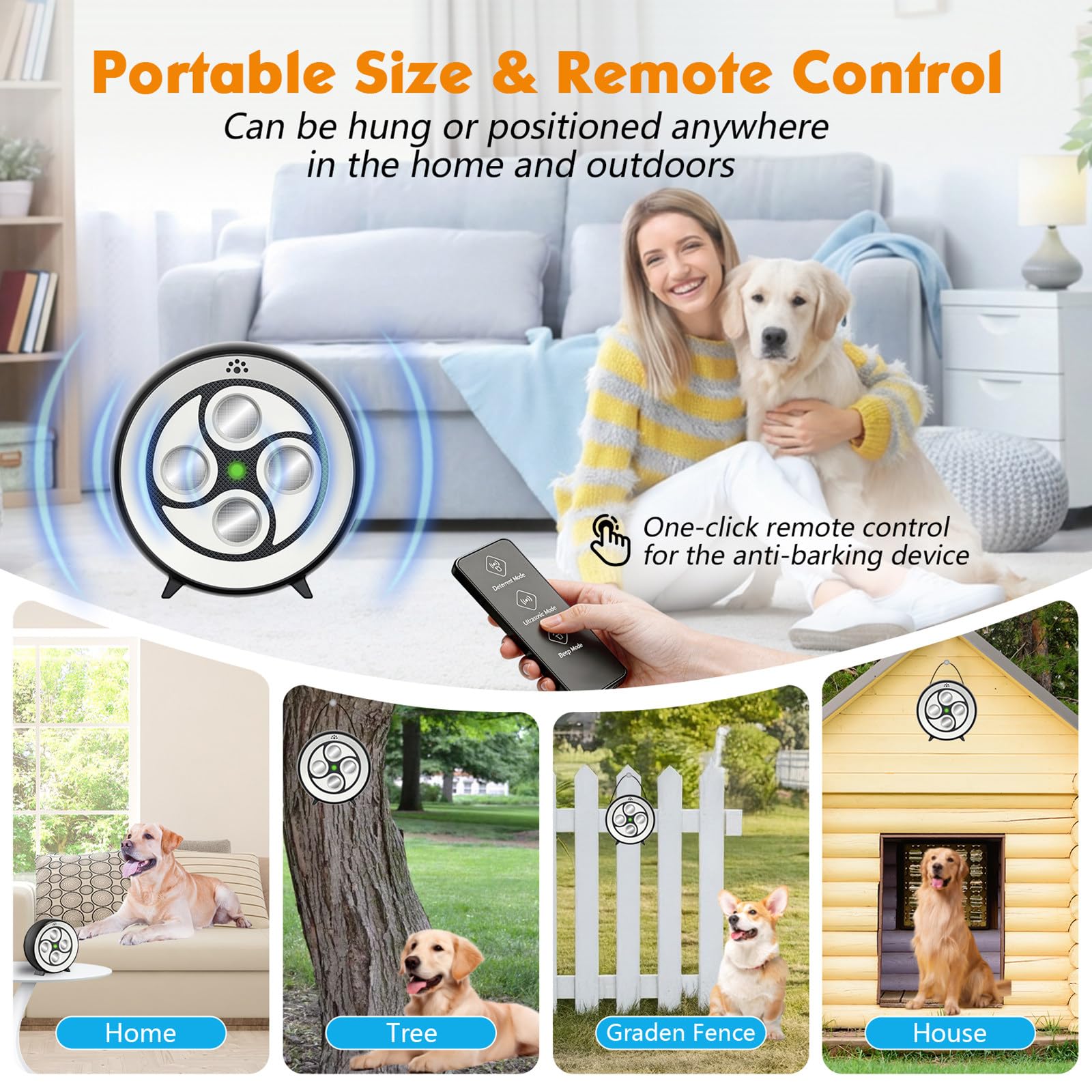 2026 Anti Aboiement Chien Ultrason Puissant Télécommande, Anti Aboiement Chien 3 Portées, Boitier Chien de 21m, Étanche IP65 Rechargeable, Automatique Boitier Ultrason intérieurs et Extérieurs
