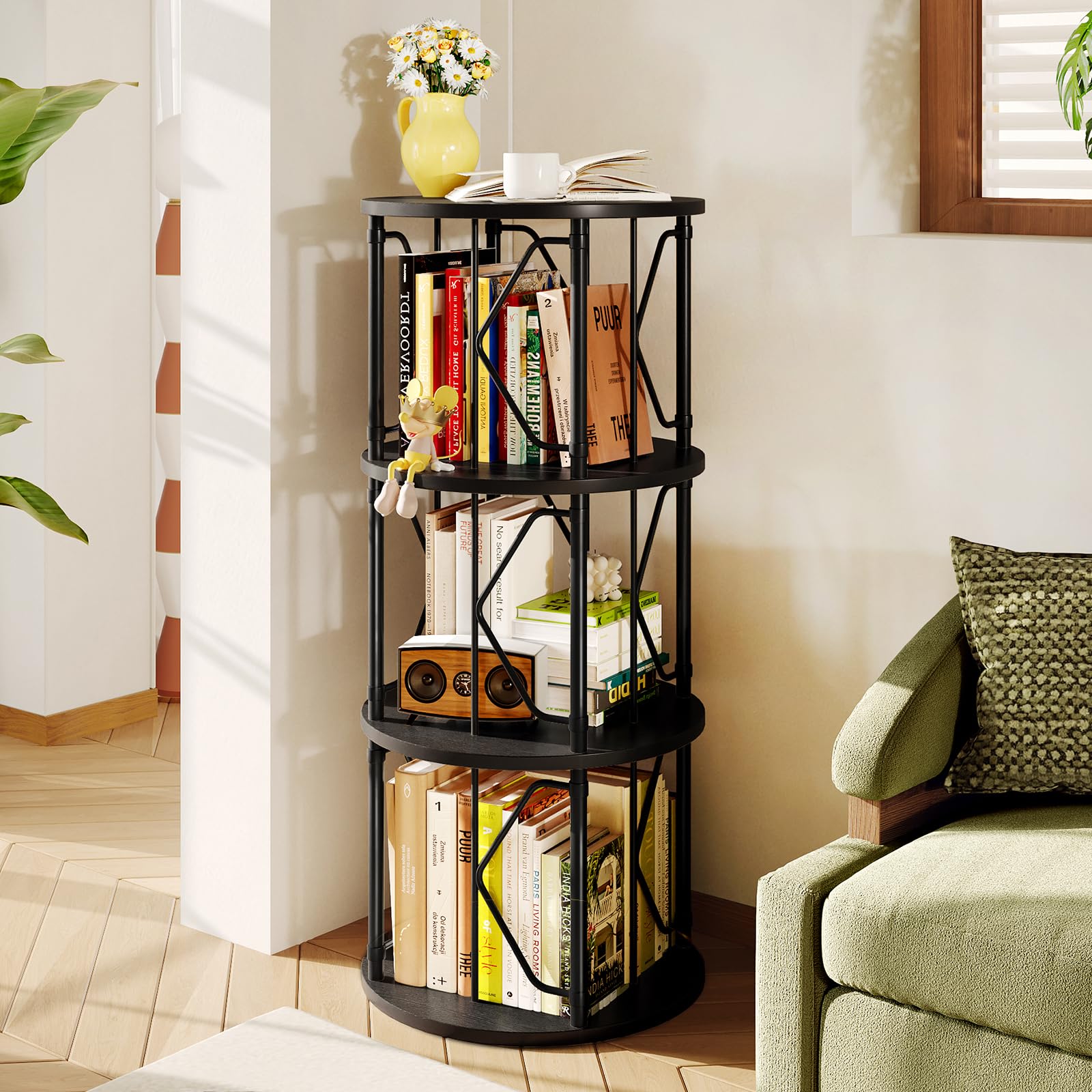 20% Off 3-Tier Rotating Bookshelf for Small Spaces
