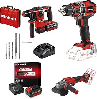 Einhell HEROCCO + AXXIO 18/115 Q + TP-CD 18/50 Li BL Akülü Kırıcı Delici,Taşlama ve Vidalama Seti (3,0 Ah Akü ve Şarj Cihazı, 4,0 Ah Akü ve Şarj Cihazı, 5 Parça Kırıcı Uç Seti Dahildir)