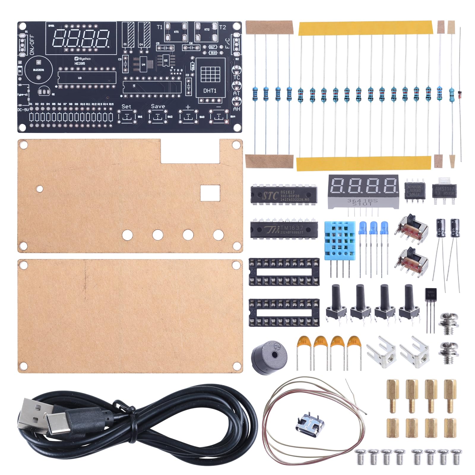 Thermomètre hygromètre à souder DIY DC 4,5 V-5 V -50 ℃ ~ 450 ℃ thermocouple numérique de type K Mini thermo-hygromètre électronique Kit de construction pour bureau, garage ou serre formation