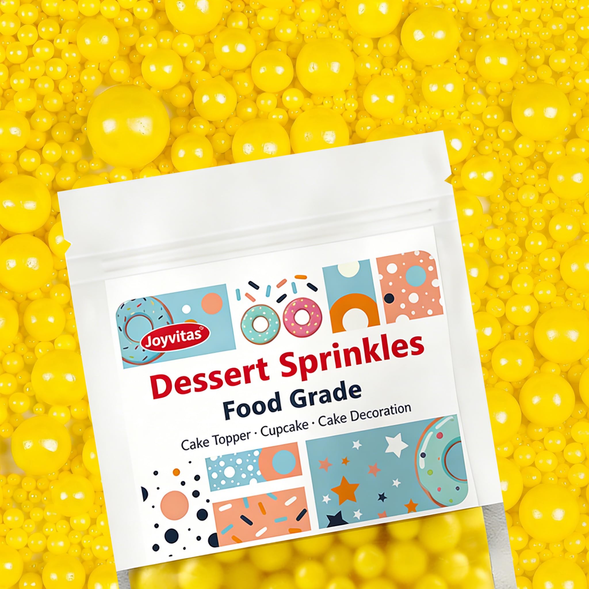 Easter Yellow Pearl Sprinkles for Cake Decorating, 150g/5.29oz Mix Size, Edible Candy Sugar Pearls, Pearl Cake Decorations, Cupcake&Cookie Topper, Easter, Holiday, Party Baking Supplies