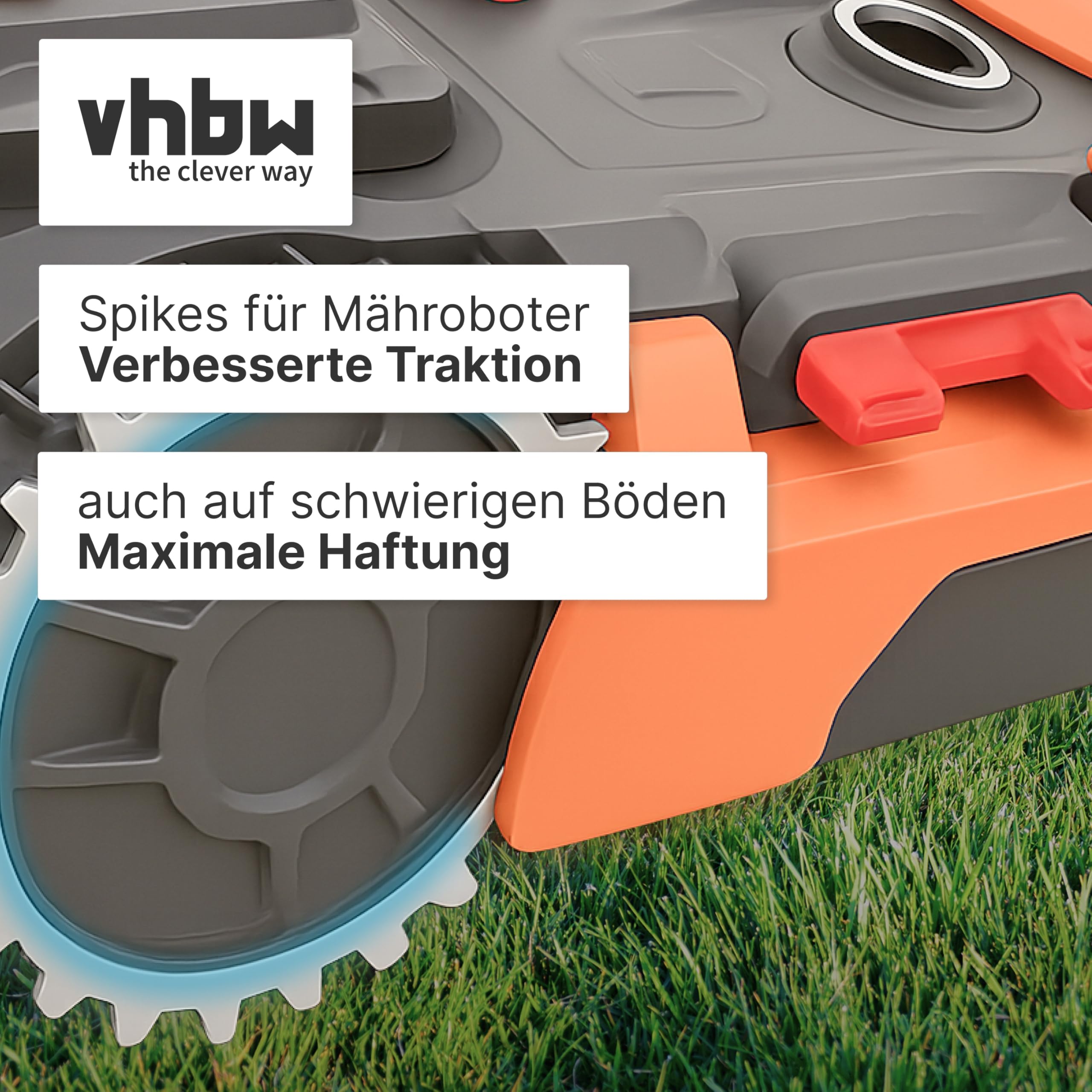 vhbw 4x Spikes kompatibel mit Husqvarna Automower 320, 435X, 420, 430X, 440 Mähroboter - Edelstahl, 24 Zähne