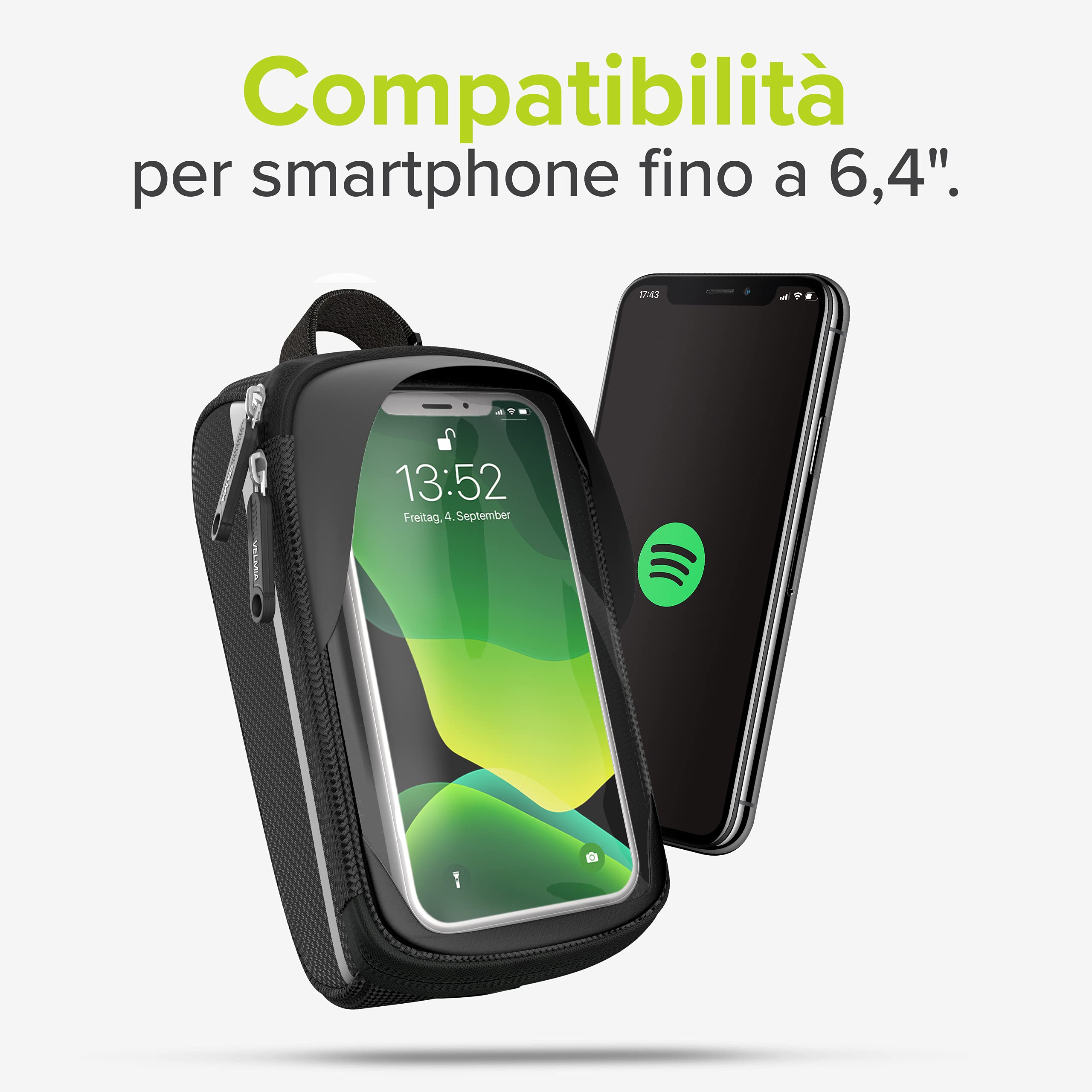 Velmia Borsa Bici Impermeabile, Porta Telefono Bici per gli Spostamenti, Borsa MTB, Borsa per Cellulare, Accessori Bicicletta