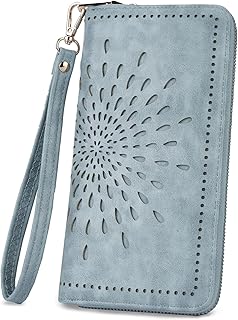 APHISON Wallet Women Large Capacity Clutch Purse For Ladies Card Holder RFID Wristlet Phone Zipper Coin Travel Pocket