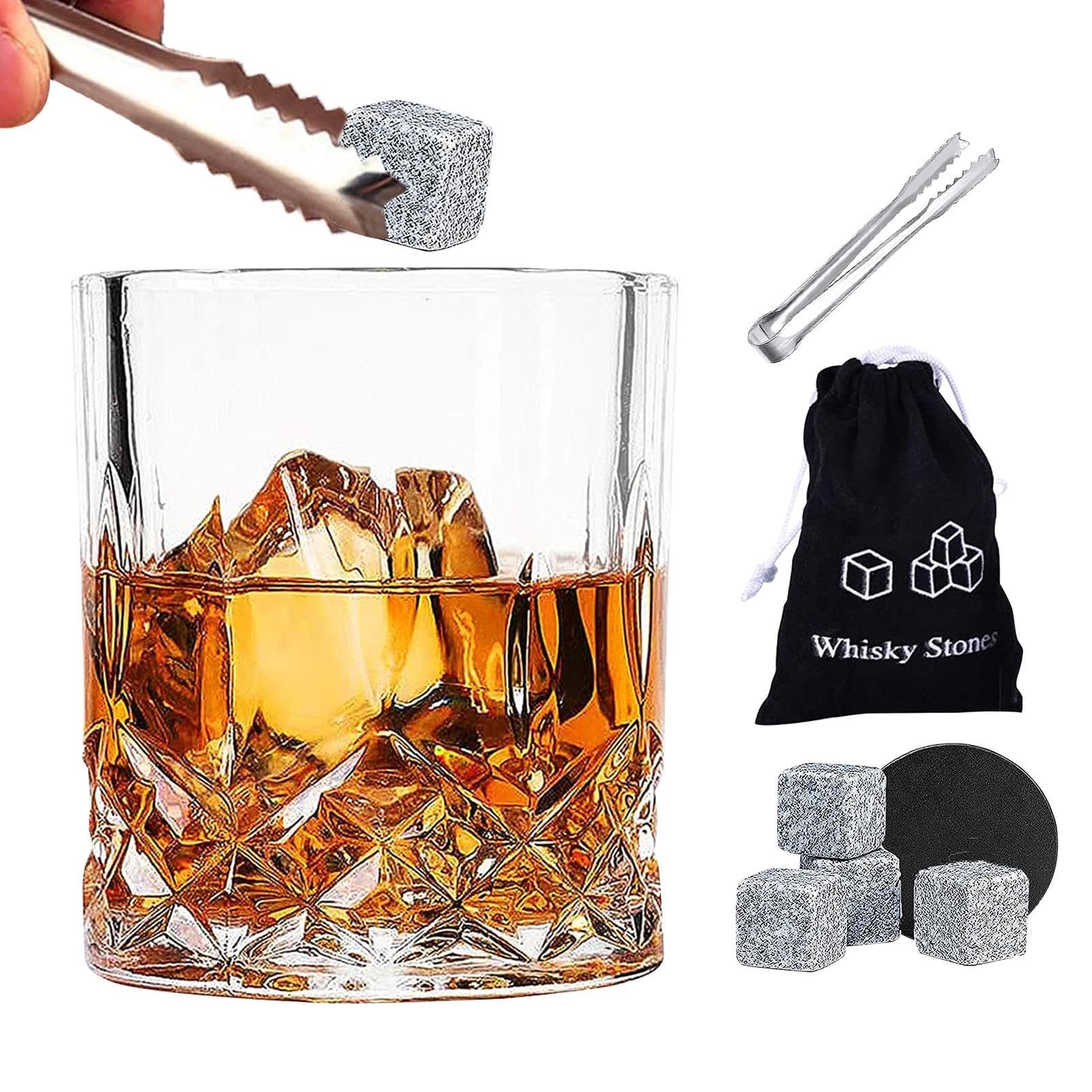 Ensemble de verres à bourbon pour homme en cristal avec pierres