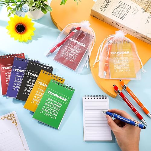 Miniatura 4 de Roowest Bolígrafo inspirador de agradecimiento a los empleados con punta de lápiz capacitivo, bolígrafo de metal, cuaderno motivacional, mini diario