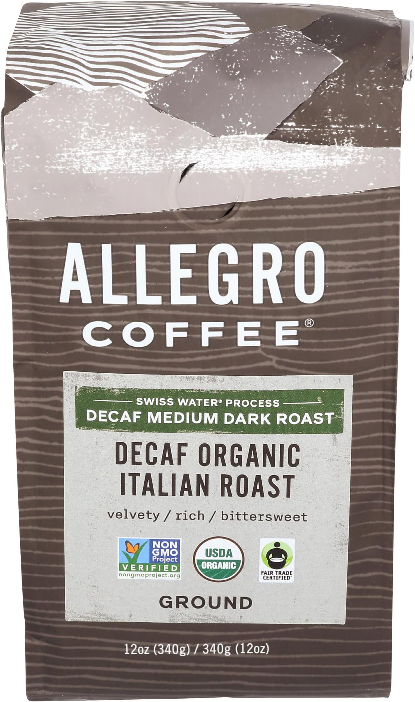 Decaf Organic Italian Roast Ground Coffee, 12 Ounce (Pack of 1)