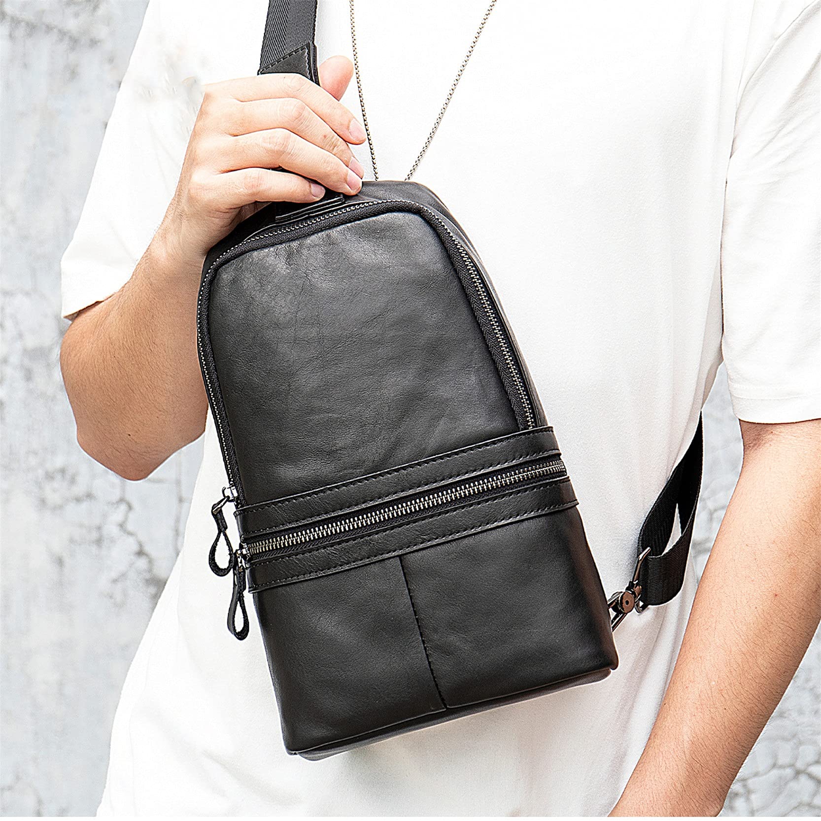 Borse A Tracolla Da Uomo: Borsa A Tracolla In Pelle Premium, Borsa Dal Design Versatile Da Uomo, Borsa A Tracolla Il Trasporto Quotidiano Da 24,68 € | DHgate - Foto 6