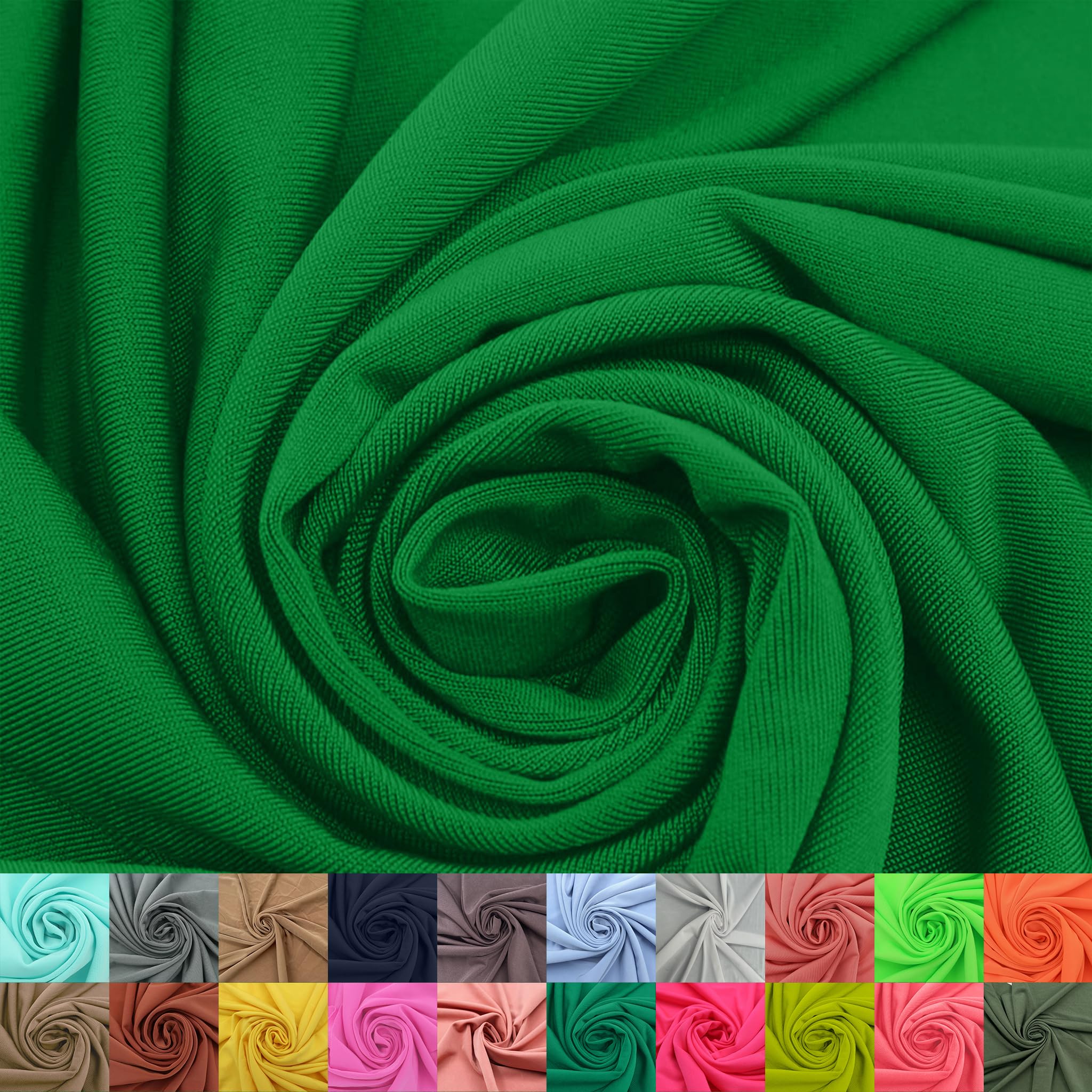 Texco Inc Solid 4-Way Stretch Venezia Polyester Spandex, DIY Projects, Apparel Fabric, Kelly Green 10 Yards
