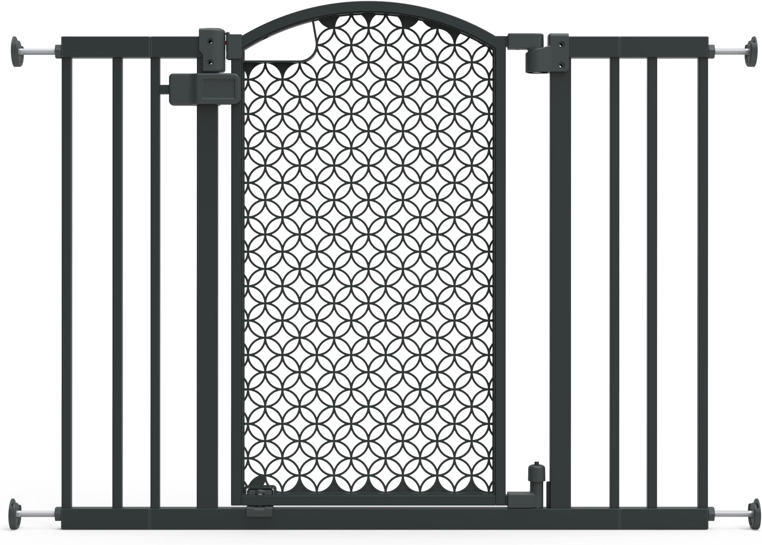 Summer Infant Modern Home Walk-Thru Safety Pet and Baby Gate, 28"-42" Wide, 30" Tall, Pressure or Hardware Mounted, Install on Wall or Banister in Doorway or Stairway, Auto Close Door - Gray