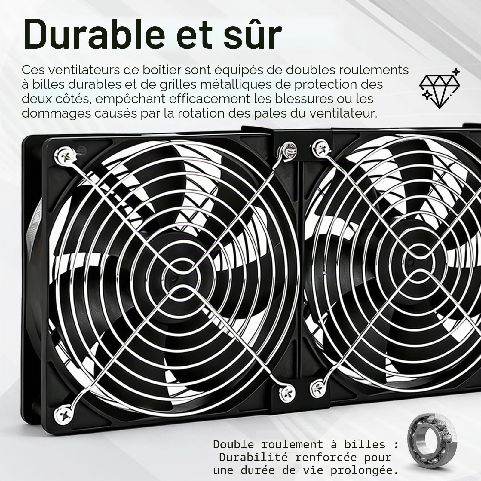 Ventilateur, Ventilateurs de Boîtier 120 mm 230 V avec Prise Secteur et Variateur de Vitesse Ventilo pour PC 3 000 tr/min pour Serveurs Ordinateurs et Refroidissement de Fenêtres (6, Noir)