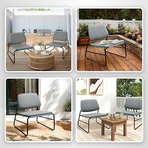 Miniatura 5 de DAICO Silla decorativa moderna, cómoda silla de sala de estar, sillas decorativas sin brazos, sillas laterales tapizadas con marco de metal para