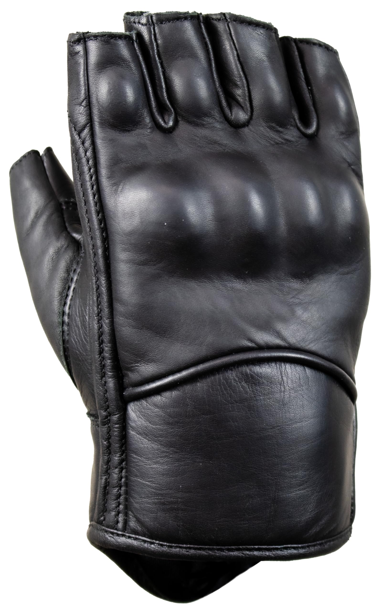 MDM Guanti Moto Mezze Dita in Pelle per Uomo, Guanti Moto Estivi con Protezione Nocche e Palmo Rinforzato