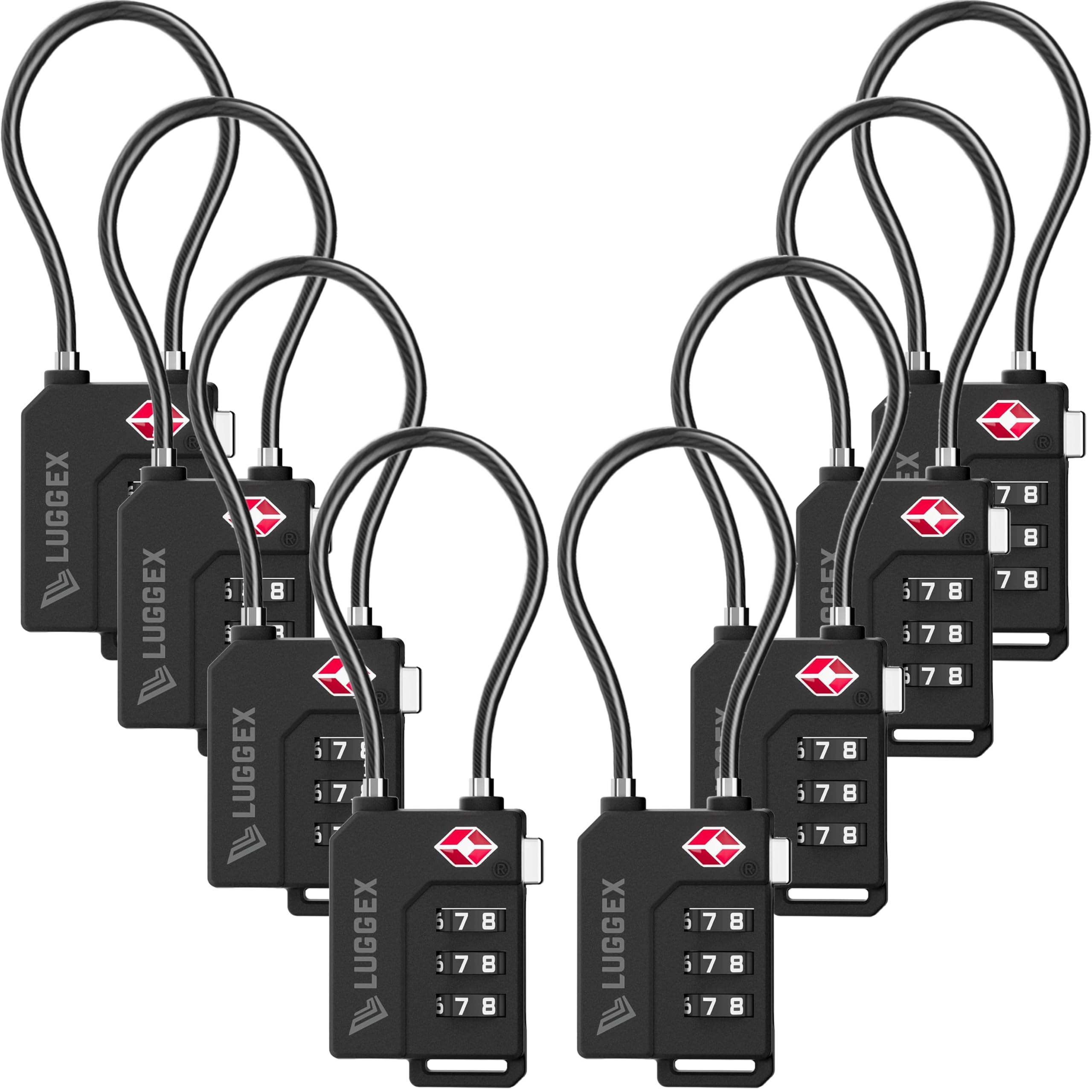 LUGGEX 8 Pack TSA Locks for Luggage, Luggage Locks TSA Approved