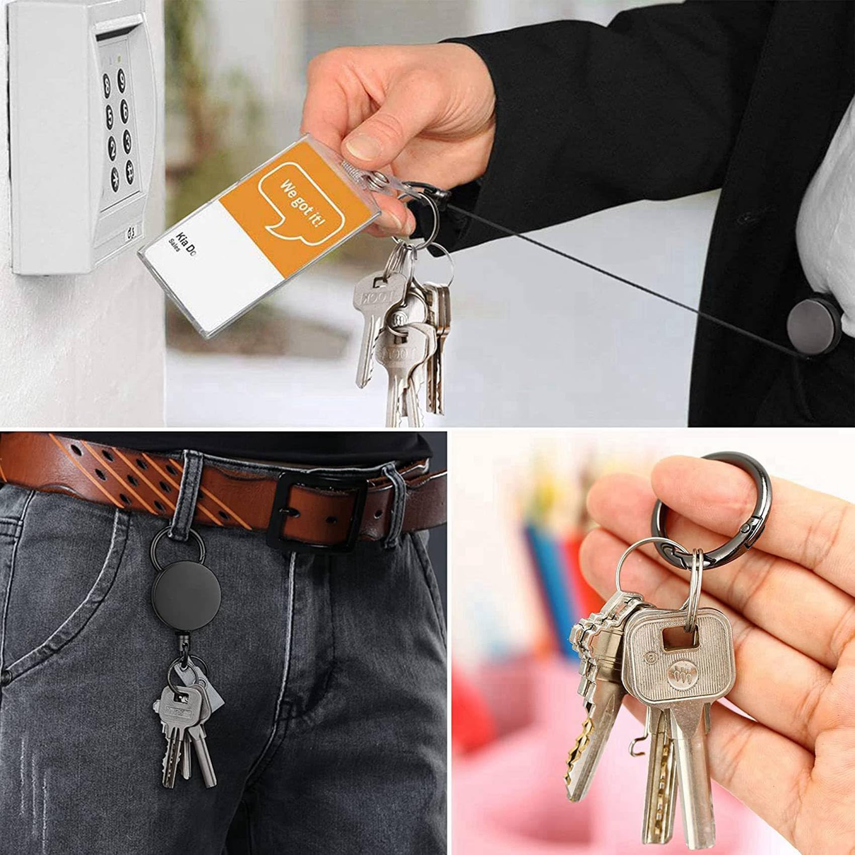 20 Bobine Portabadge Retrattili per Impieghi Gravosi, Porta Badge Identificativo in Metallo Con Con Clip Da Cintura per Con Biglietto Da Visita