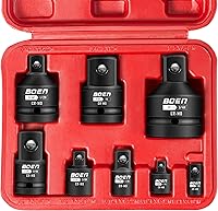BOEN Upgraded 8-Piece Impact Socket Adapter Set: 1/4" 3/8" 1/2" 3/4" Drive Reducers & Extensions, CR-MO Steel w/ Case
