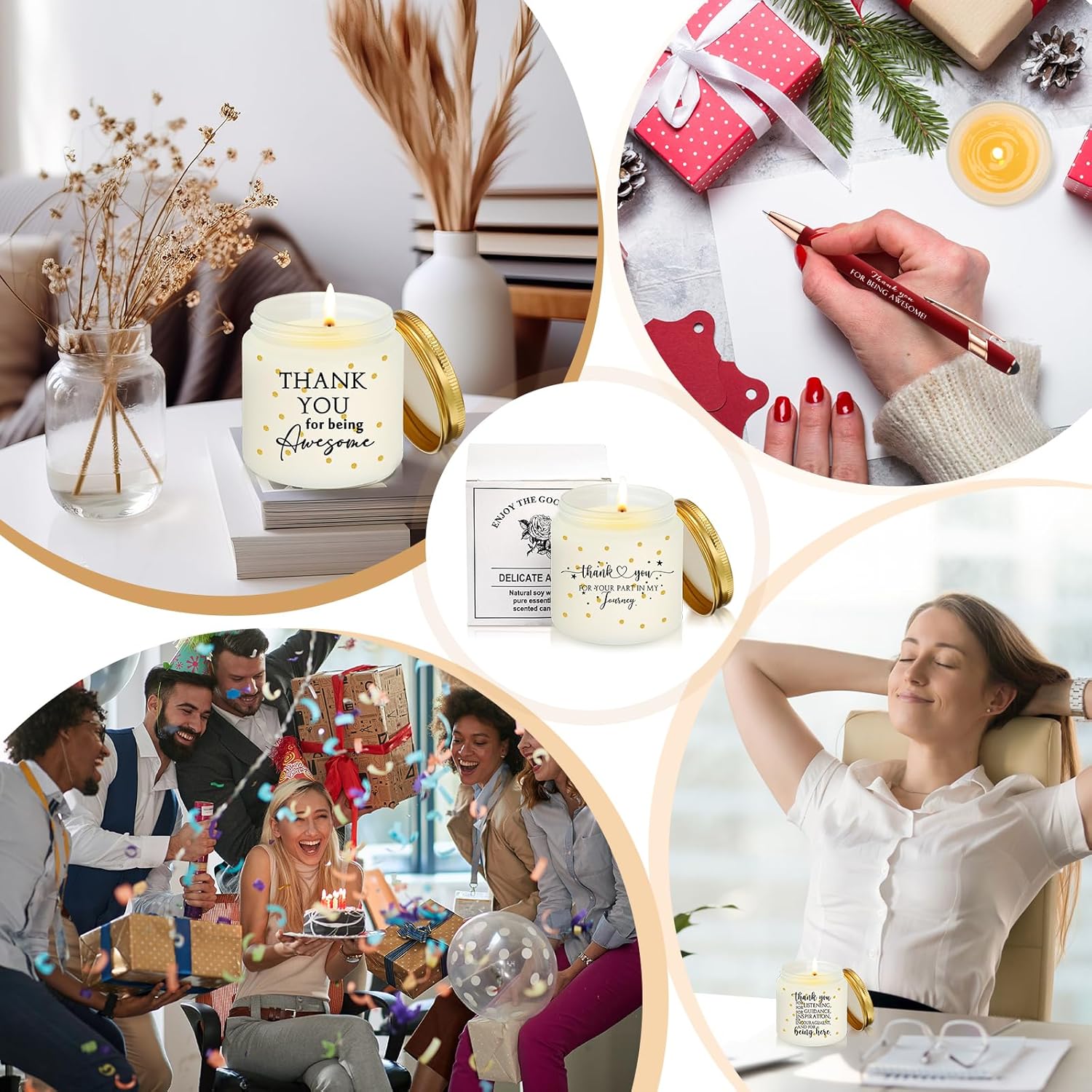 Roowest 20 Pcs Thank You Candle 3.5 oz Easter Employee Appreciation Gifts Bulk Soy Wax Jar Inspirational Candle for Coworkers Team Staff Office Nurse Teacher, 10 Scent(Fresh Scents)