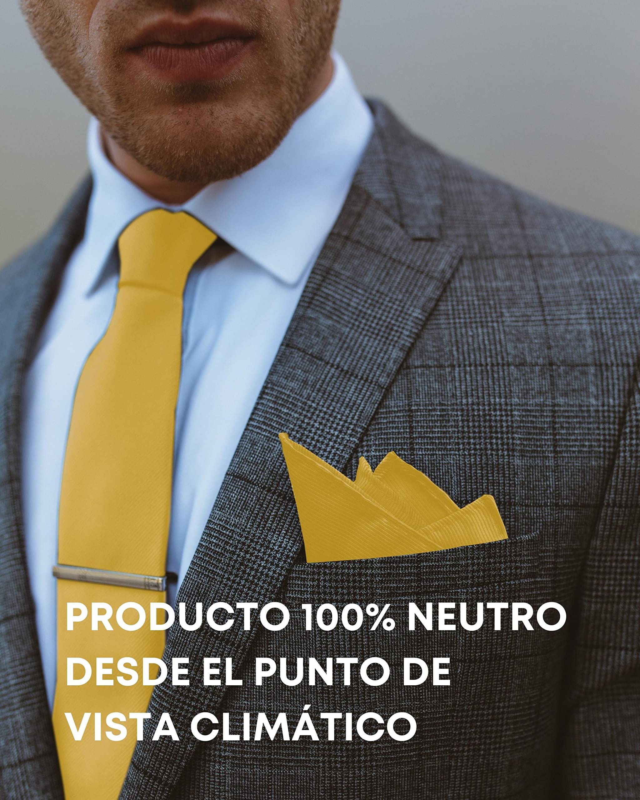 Massi Morino Set de Corbata con Pañuelo para Hombre incl. Gemelos, Pasador de Corbata y Caja de Regalo | Set de Corbata para Hombres para Bodas