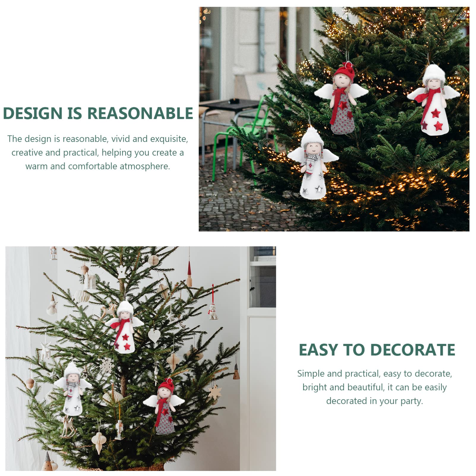 PRETYZOOM 8 Juegos Decoración Navideña Colgantes Navideños Muñecos Navideños Vine Luces De Hadas Estrella Ángel De Navidad Colgando Decoración Adorno De Ángel De Navidad Algodón 3 Piezas * 8