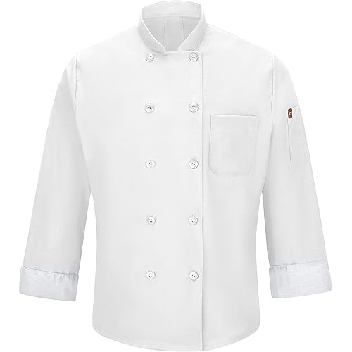 Red Kap Men's Long Sleeve Ten Button Chef Coat with Mimix and Oilblok