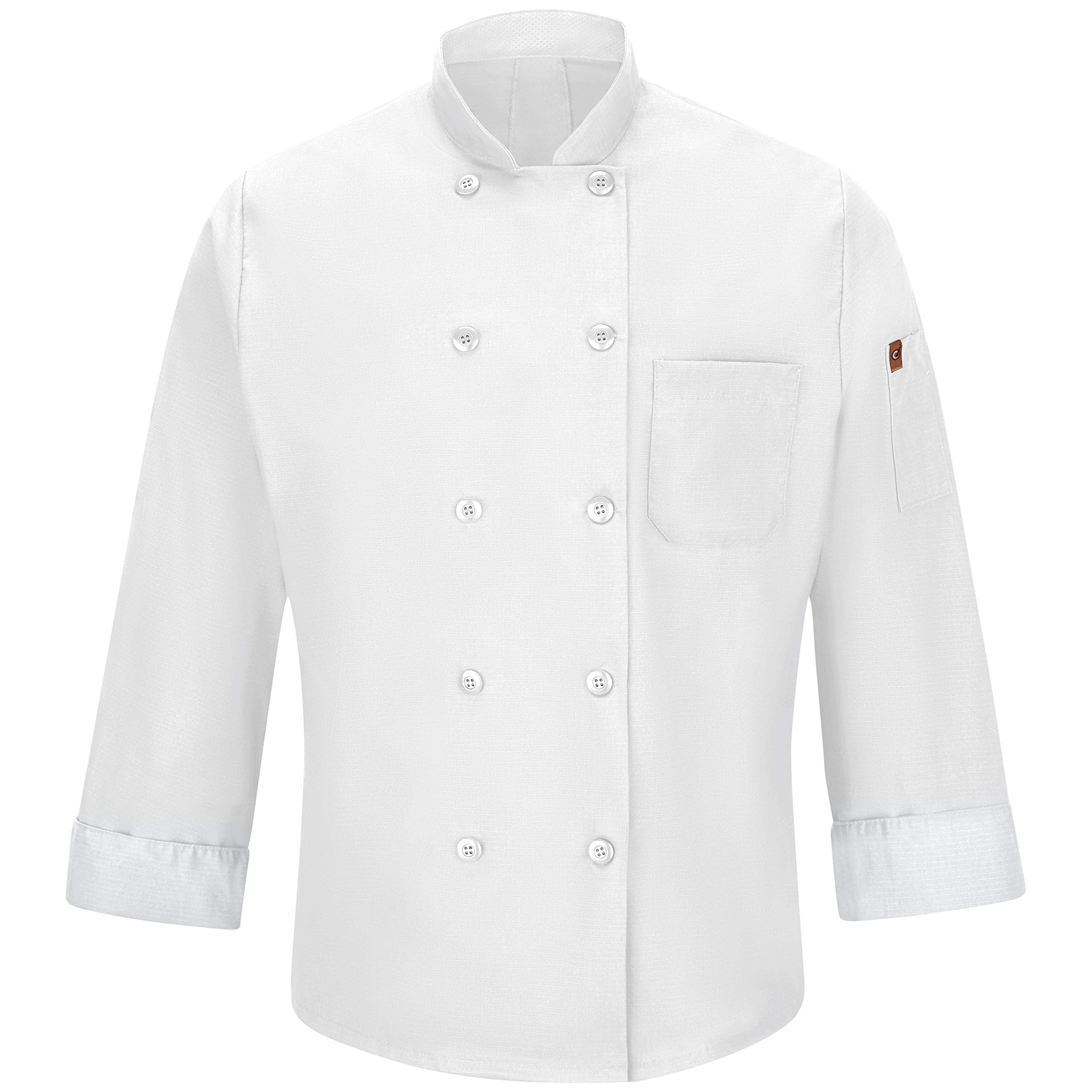 Red Kap Men's Long Sleeve Ten Button Chef Coat with Mimix and Oilblok