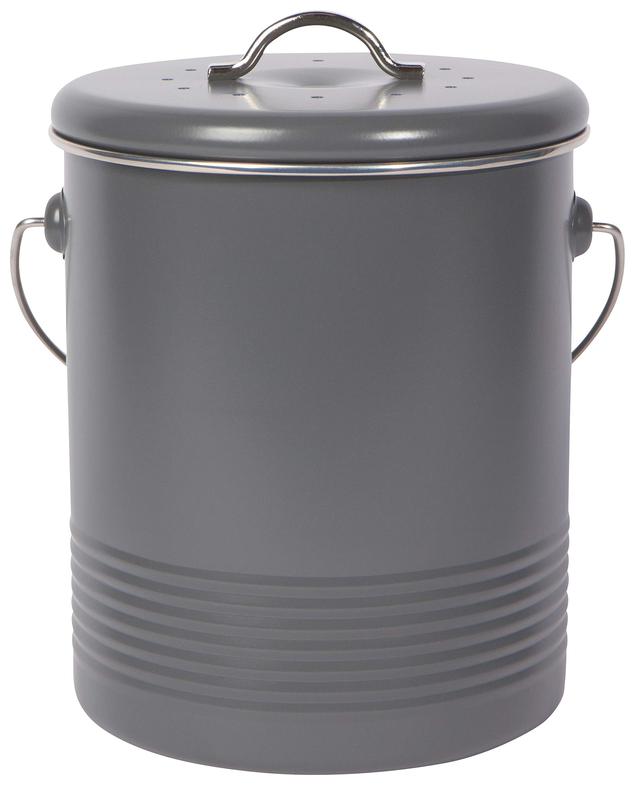 Now Designs 1.25 gallon charcoal powder coated steel compost bin
