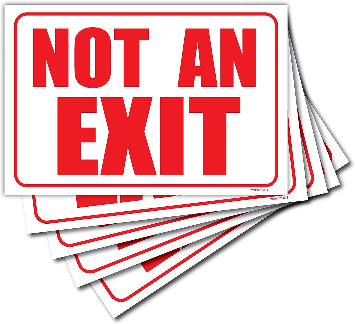 Wrapco (5 Pack) 10"x7" Self-Adhesive No Exit Signs for Business