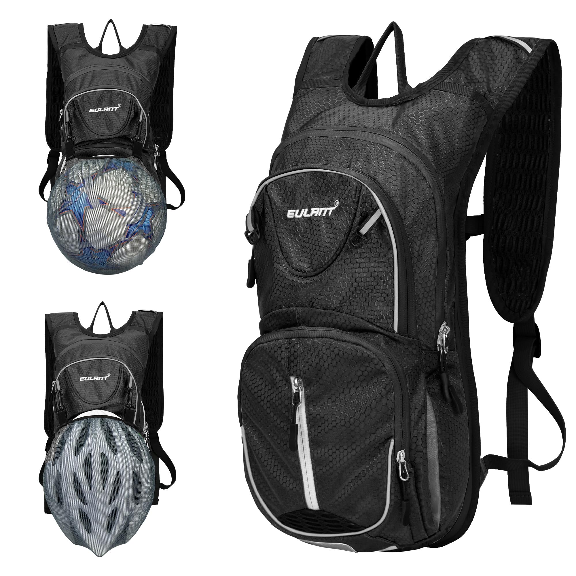 EULANT Petit Sac a Dos de VTT,Impermeable Sac à Dos Ski,12L Reflechissante Sacs à Dos D'hydratation Isotherme pour Course Vélo Randonnée Natation Camping Alpinisme,Noir