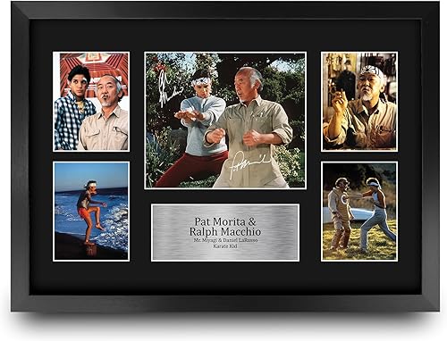 Vista 15 de HWC Trading Ralph Macchio & Pat Morita The Karate Kid Daniel, Mr Miyagi - Regalos enmarcados impresos con autógrafo firmado para fanáticos