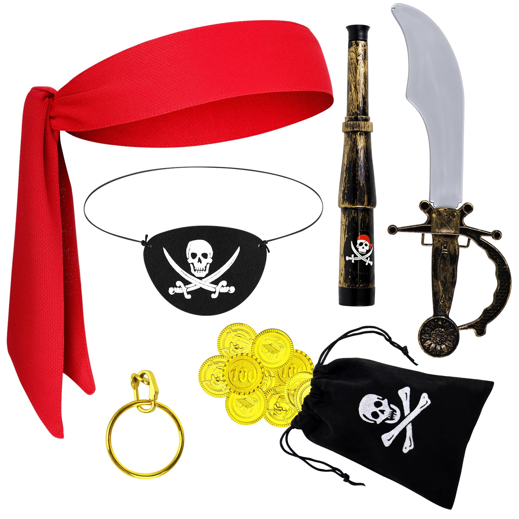 Orgoue 7 stuks piraten accessoires set, kapitein piraat