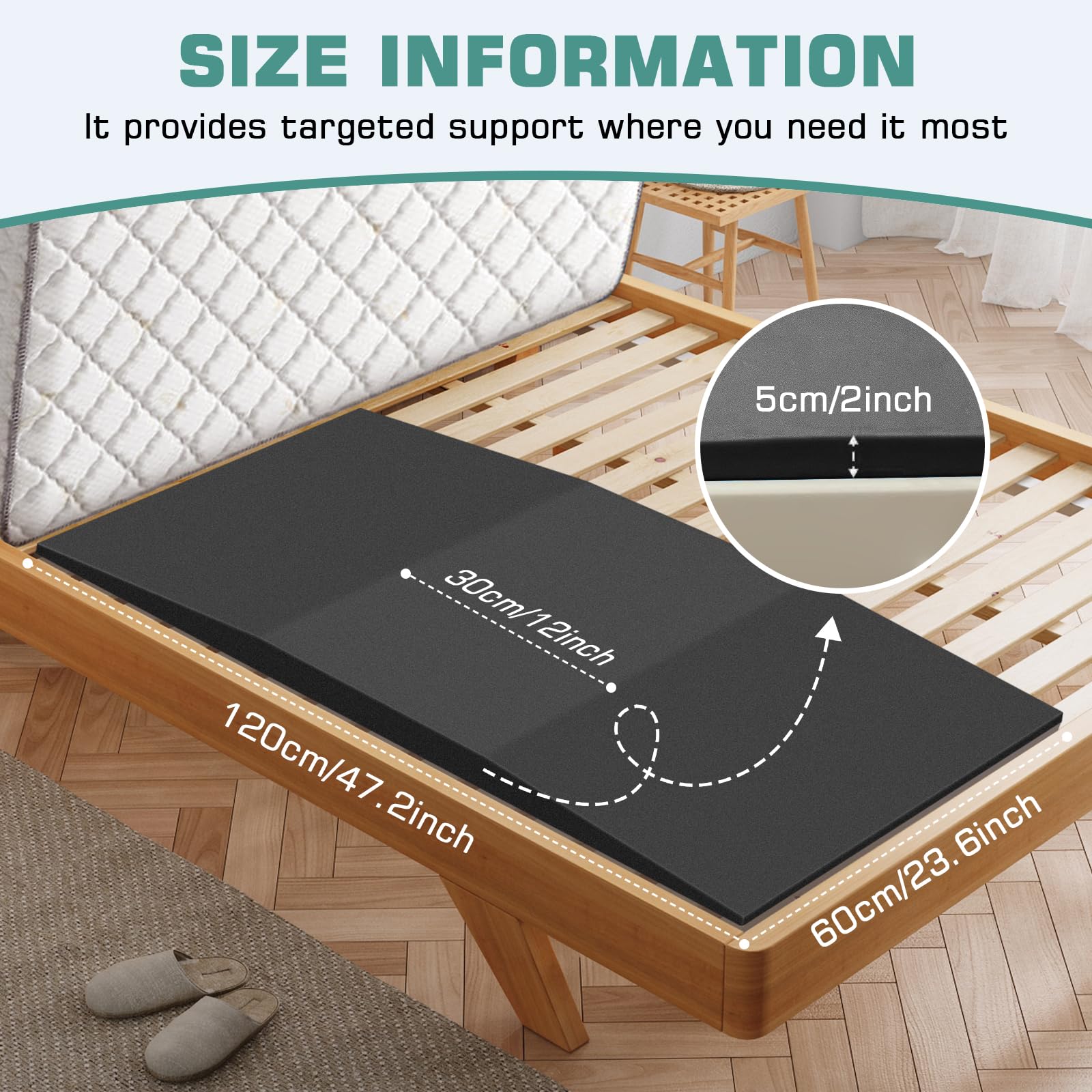 Support de matelas affaissé Fix Sinking Beds 40D en mousse haute densité 40D, planches de support de matelas, matelas affaissés - Coussin en mousse pour lits affaissés, canapés, chaises longues, 120 x