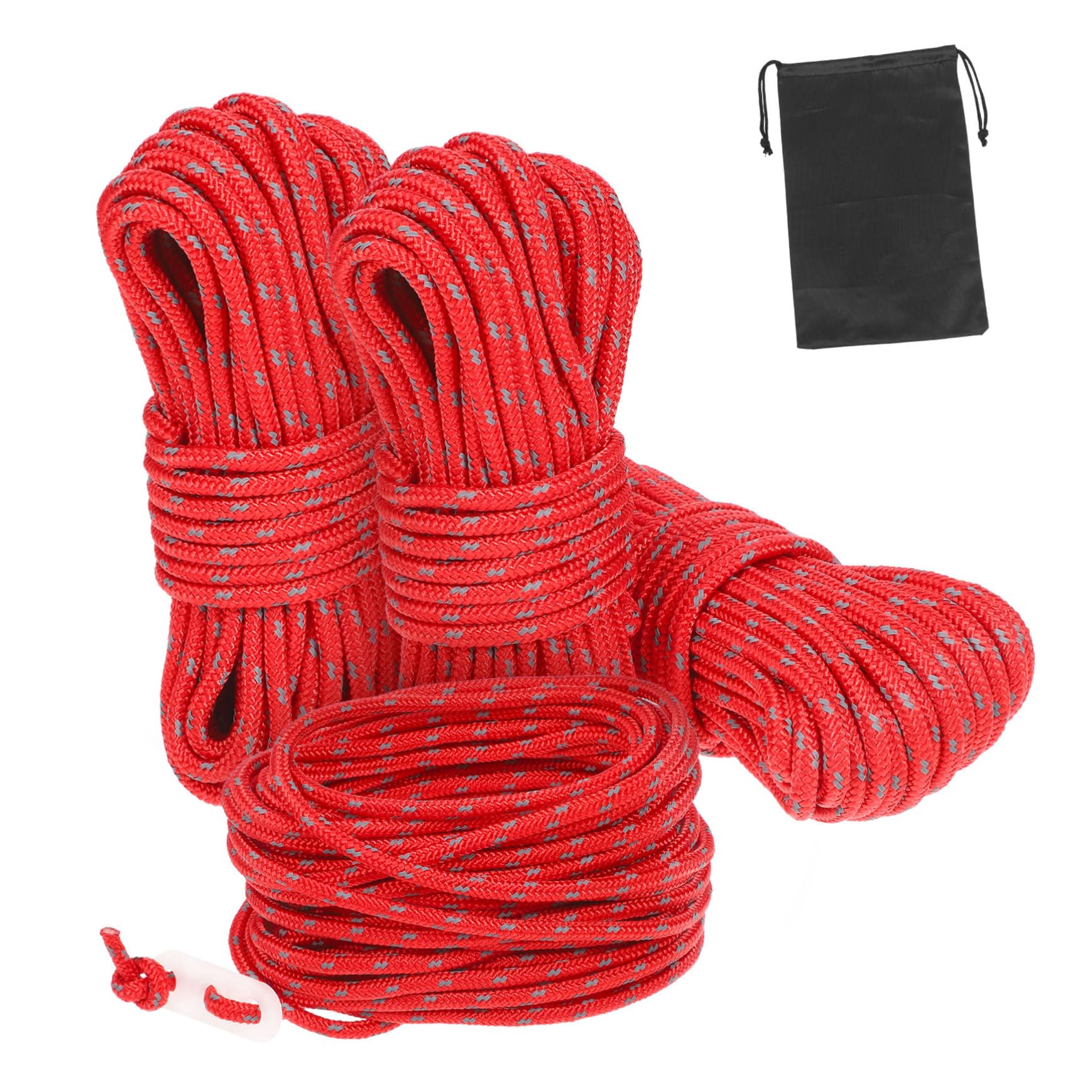 GOOHOCHY 4pcs Reflective Camping Rope Heavy Duty Tent Cord with Storage Bag High Visibility Guyline for Outdoor Use for Hiking and Climbing Safety