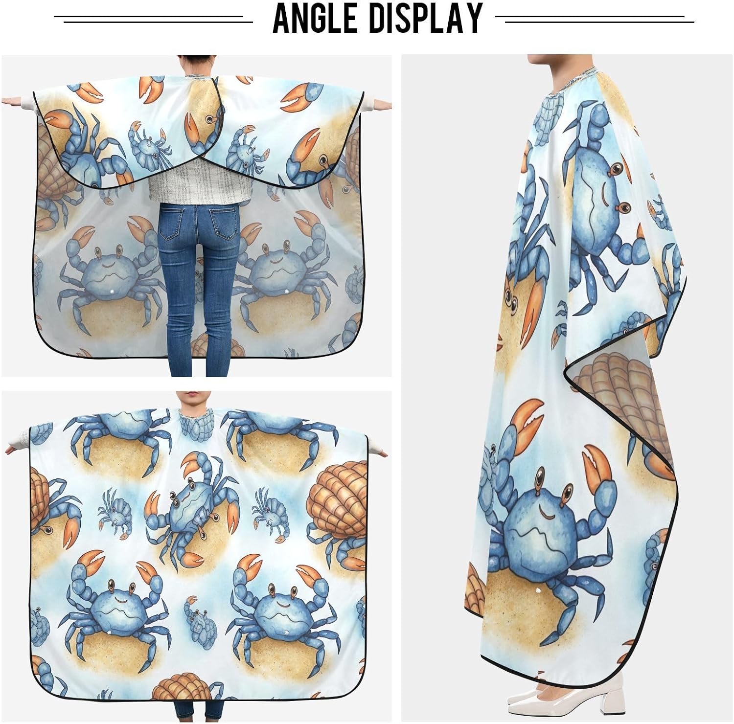 Cute Blue Crabs Cartoon Haircut Apron Hair Dye Cape, Salon Capes