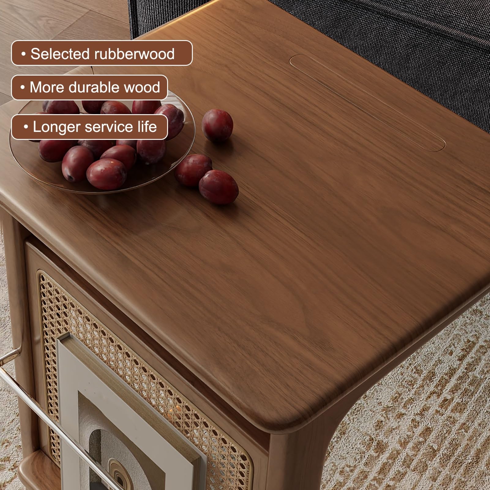 Mesa auxiliar de almacenamiento al vacío con robot móvil, mesa auxiliar en forma de C con almacenamiento reversible de robot de barrido, ideal para sala de estar, cocina y oficina