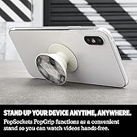 Vista 7 de PopSockets Agarre para teléfono con soporte expandible, agarre adhesivo - Disco Crystal Silver